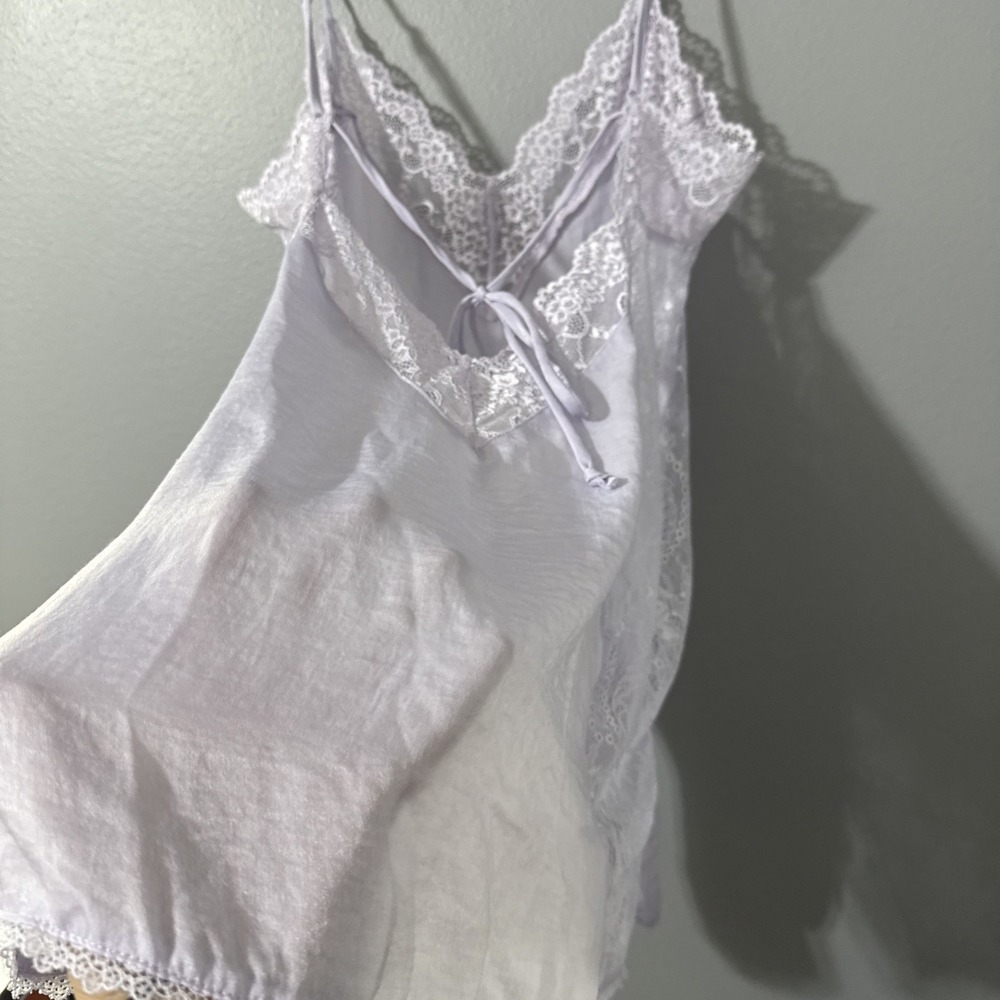 Womens Nightie babydoll lingerie Semi Sheer‎ Croquet XL Sheer Side Tie Back Slip - Picture 12 of 16